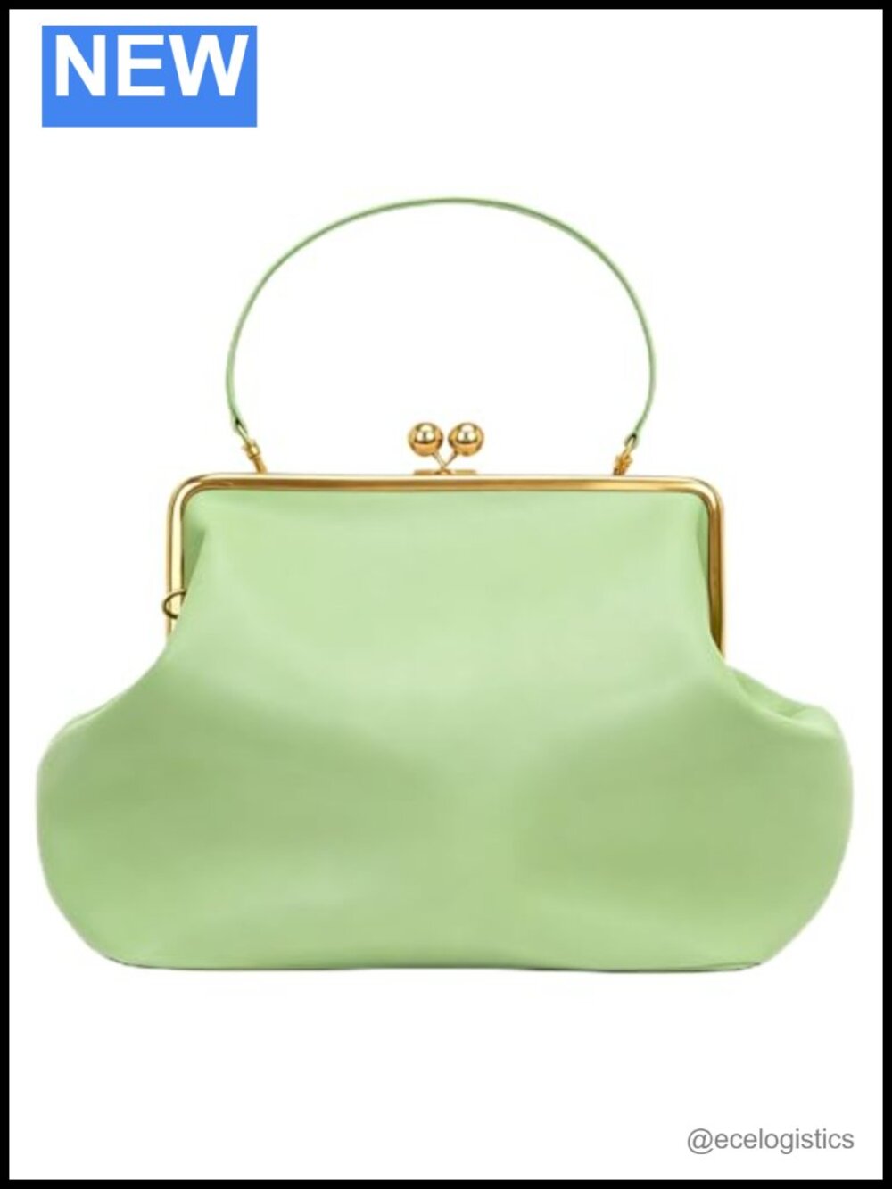 Oversized Kisslock Satchel Purse Soft Microfiber Leather Frame Shoulder Bag